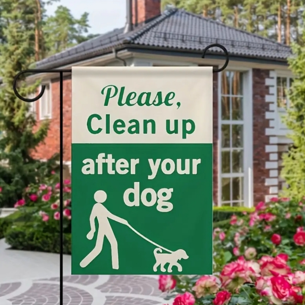 Yard garden flag Sign - Clean up after your pet dog NWT 2 sided